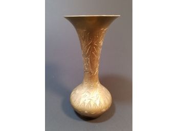 Vintage Brass Etched Vase