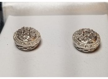 Sterling Silver Diamond Stud Earrings