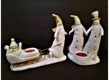 Yankee Candle LED Ice Skating Couple & Snowmen Sled Baby Tea Light Holders