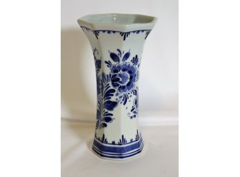 Royal Delft Hand Painted Porcelain Flared Rim Vase