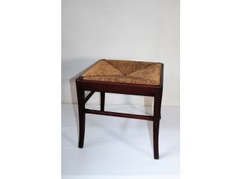 Mahogany Stool With Rush Seat