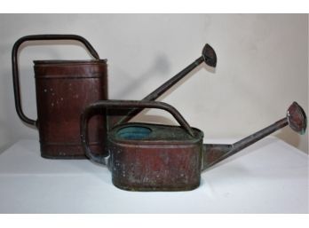 (2) Antique English Copper Watering Cans