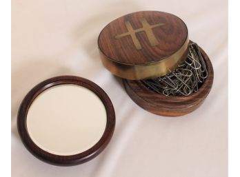 Artisan Crafted Hand Mirror Incorporating An Exotic Hardwood And A Brass Bound Box