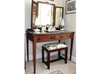 Mahogany Inlayed Dressing Table With Mirror By The Butler Furniture Company Of Boston