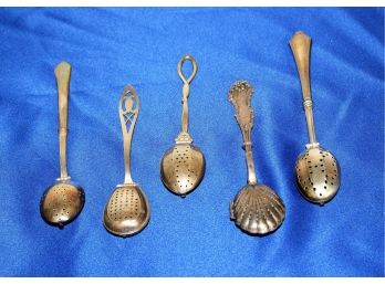 Grouping Of (5) Sterling Silver Tea Strainers