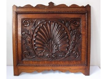 Victorian Shell Carved Oak Panel