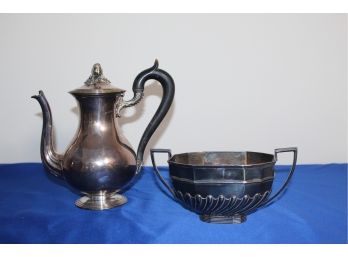 Christofle Silver Plated Tea Pot And A Benetfink & Co Sugar Bowl