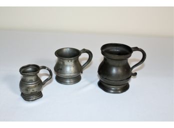 (3) English Pewter Measures