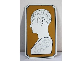 Hand Printed Porcelain Enamel Phrenology Head Plaque