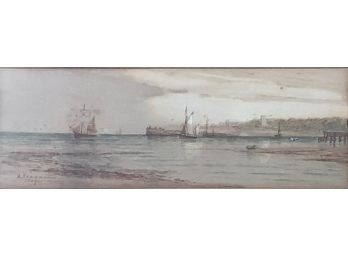 Pair Of (19th C) Ships In Busy Harbors Signed A. Seabrooke