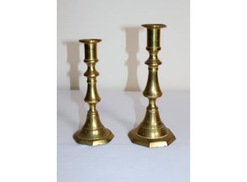 (2) Antique Brass Candlesticks