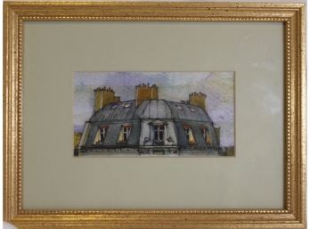 (20th C) French School Watercolor Of A Second Empire Rooftop