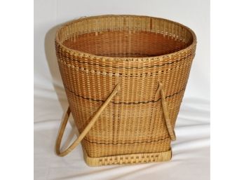 Woven Rattan Swing Handle Basket With Square  Base