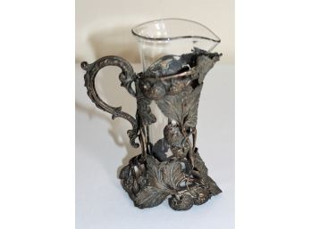 Wonderfully Cast Floral Cast Bronze Base Set With A Glass Font