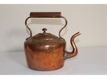 Antique Copper Kettle With Dovetailed Base