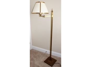 Pair Of Fine Quality Brass Floor Lamp With Posable Fixtures ( One Of Two Shown)