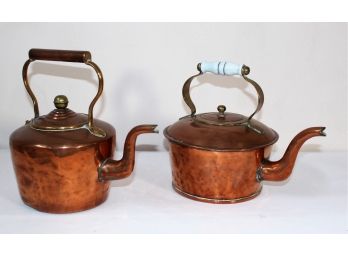 (2) Antique Copper Kettles