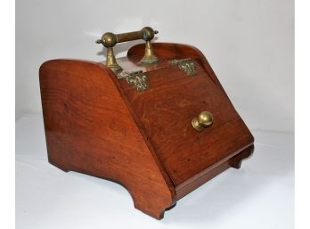 Fine Quality Hardwood And Brass Coal Scuttle