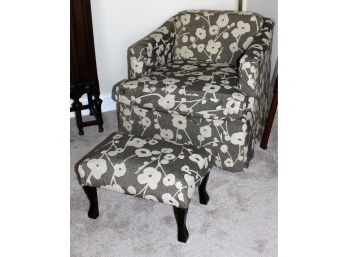 Nicely Upholstered Easy Chair And Footrest