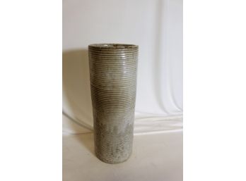 Tall Glazed Threaded Stoneware Vase