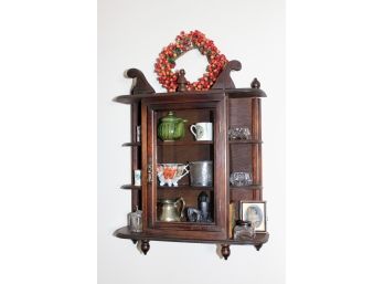 Miniature Wall Mounted Curios Cabinet With Contents