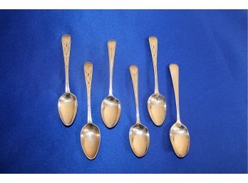 Gouping Of (6) (18th C) Sterling Silver Teaspoons