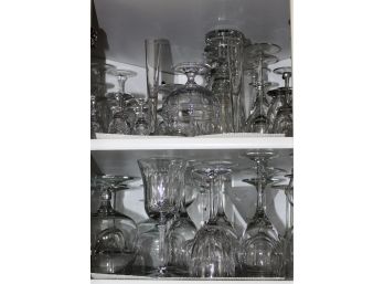 (2) Shelves Of Glass Stemware Including Waterford Etc