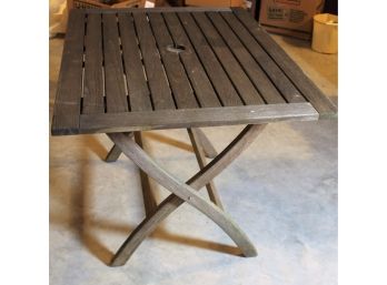 Folding Teakwood Umbrella Table With Umbrella  By Smith And Hawkin