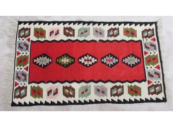 Kilim Oriental Mat With Bold Geometric Patterns