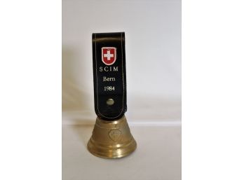 Bern Switzerland Brass Cow Bell With Leather Strap