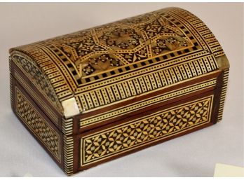 Egyptian Inlaid Wooden Beechwood Dome Top Box