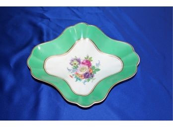 Wedgwood Diamond Shape Tray Hand-Painted With Flowers