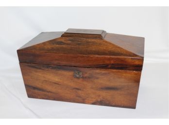 (19th C) Canted Rosewood Tea Caddy With Molded Monitor