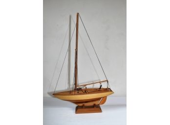 Finely Crafted Wooden Sailboat Signed Ensign