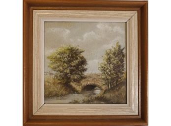 H. J. Jacoby Watercolor Of A Bridge Over A Stream