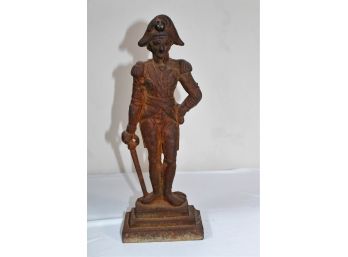 Antique Cast Iron Doorstop Of A Soldier