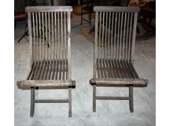 Pair Of Folding Teak Chairs By Konteaki