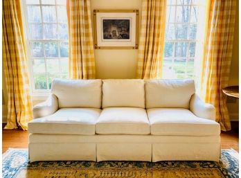 Ethan Allen Creme Three Cushion Sofa