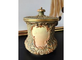 Antique 1896 Royal Worcester Gilded Biscuit Jar & Lid