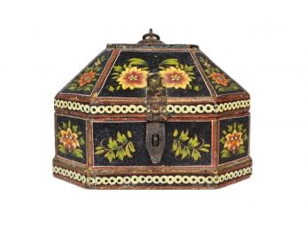 Antique Hand Painted Toleware Style Box