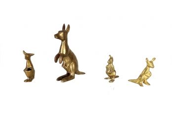 Vintage Brass Kangaroo Set Of Four