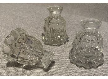 Thumbprint Depression Glass Perfume Bottle Set