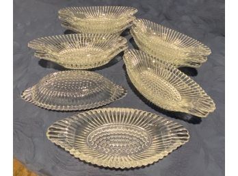 12 Banana Split Boats - Jeanette Glass - Ribbed Hobnail