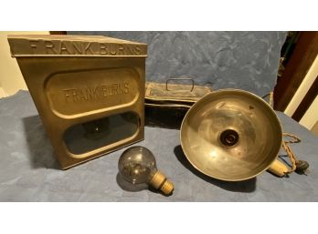 Metal Box Lot & Hand Held Light With Bulb