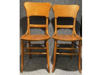 Pair Of Wooden Chairs - 16' Dia Seat