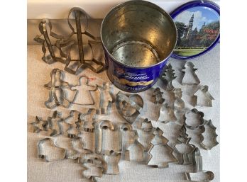 Metal Cookie Cutters In Tin Container