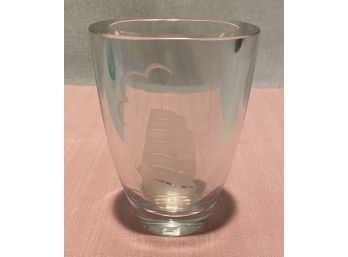 Scandinavian Art Glass Sailboat Vase - Signed