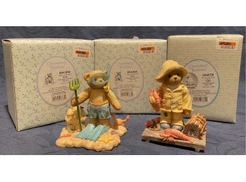 Cherished Teddies -  2 Troy & 1 Cliff Figure  ( 3 Figures With Boxes)