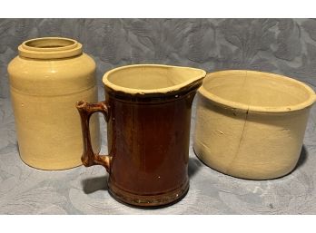 Vintage Crocks & Pitcher For Decoration