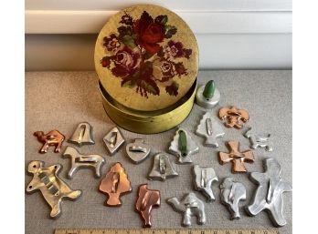 Vintage Metal Cookie Cutter In Yellow Tin